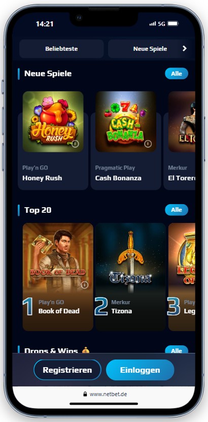 NetBet Casino mit 10 Euro Einzahlung.