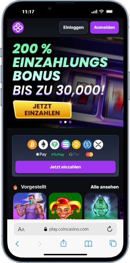 CoinCasino mit 200% Casinobonus bis 30.000.