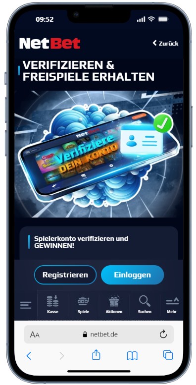 NetBet Verifizierungsbonus mit Freispielen ohne Einzahlung.