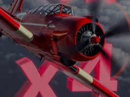 Wie erreicht man den pinken Multiplikator in Aviator? Rotes Aviator-Flugzeug mit pinkfarbenen Multiplikatoren.