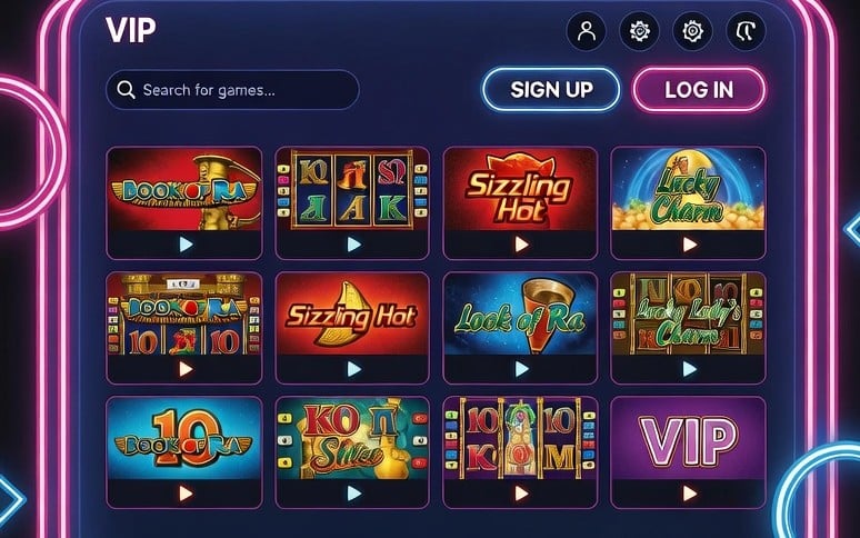 Bild eines VIP Online Casinos mit Aufschrift VIP.