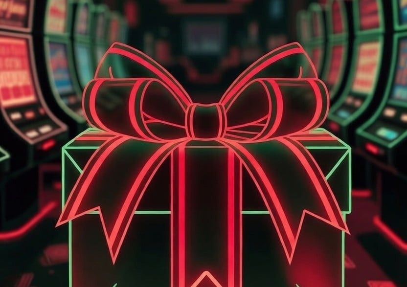 Casinotisch mit einem Geschenk.