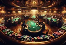 Behörden durchsuchen das Lodge Card Club, das größte Pokerzimmer in Texas Pokerclub mit großem Pokertisch