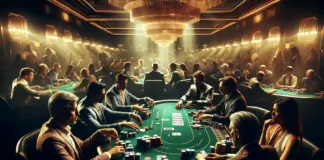 MSPT Saison 17: Großes Pokerturnier im Riverside Casino Iowa mit 300.000 $ Garantie Pokerspieler bei einem Turnier um einen Pokertisch