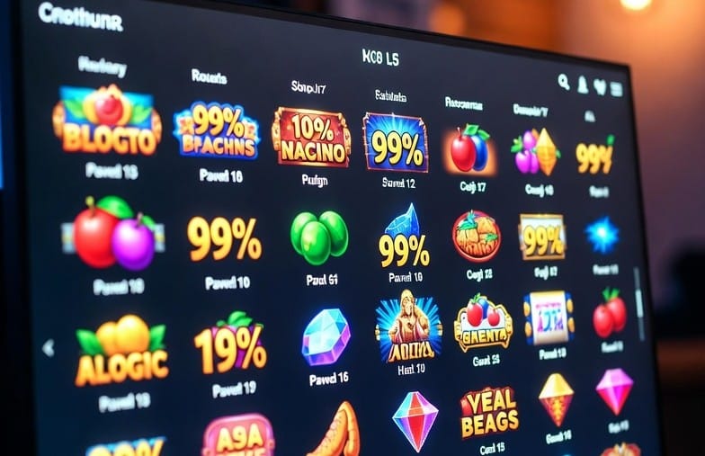Online Casino Spiele auf einem Bildschirm.