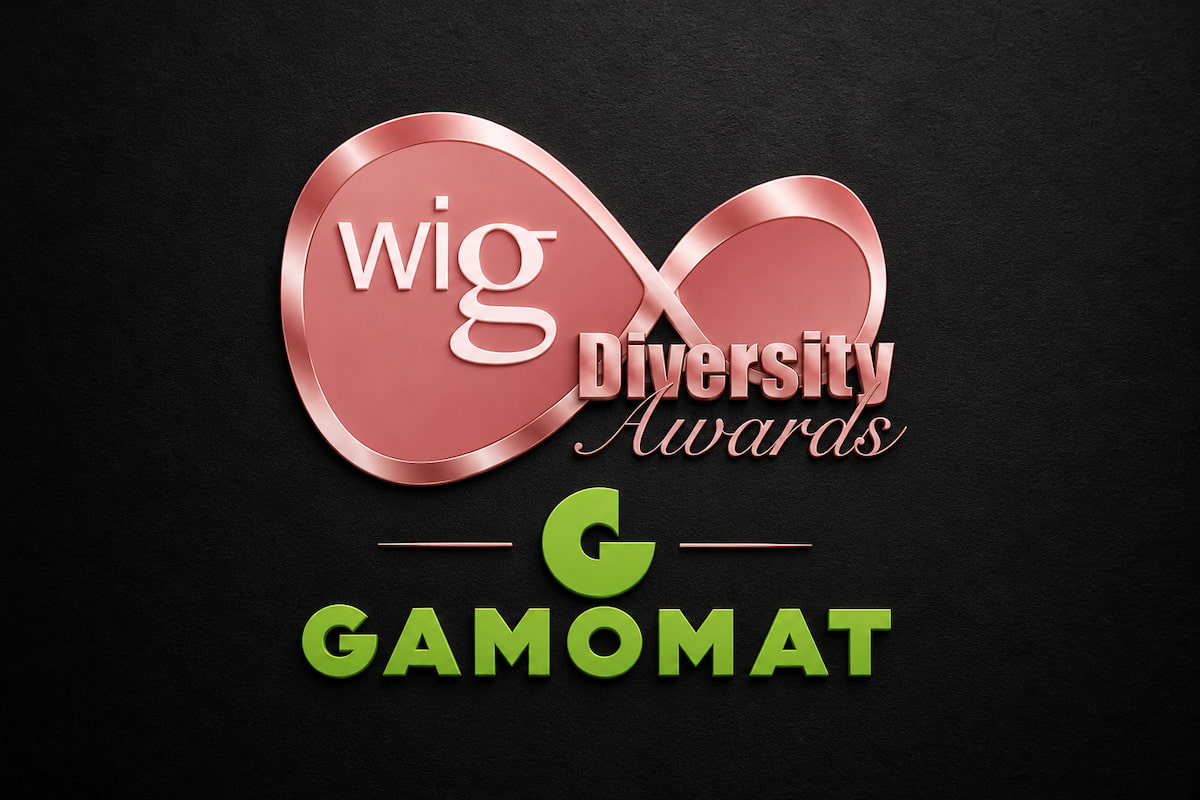Das Gamomat und wig Diversity Awards Logo auf einem schlichten Hintergrund.