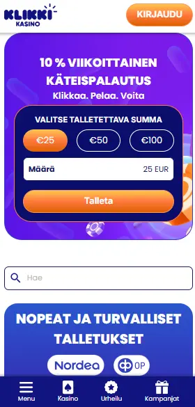 klikki kasino ilman rekisteröitymistä