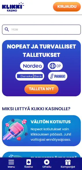 klikki kasino nopeat ja turvalliset maksut