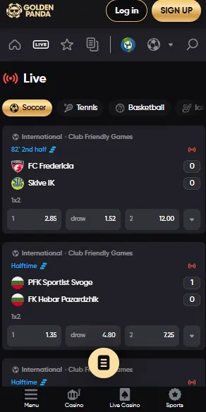 golden pandan live vedonlyönti