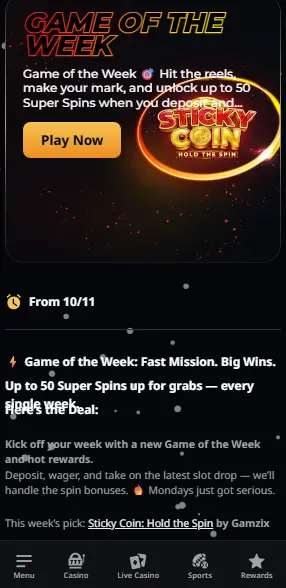 instant casino game of the week