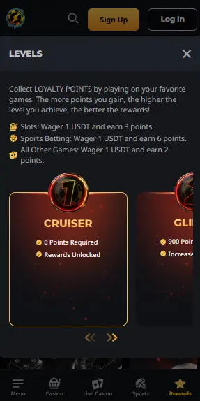 instant casino levels