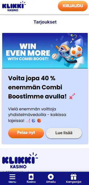 klikki kasino combi boost