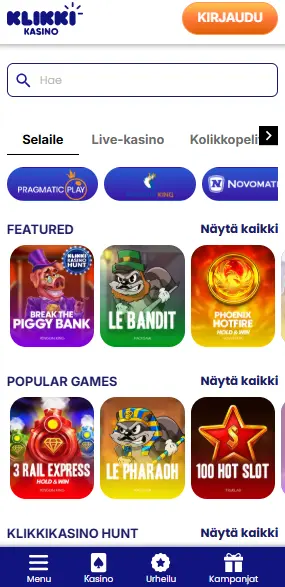 klikki kasino pelejä peliaulassa