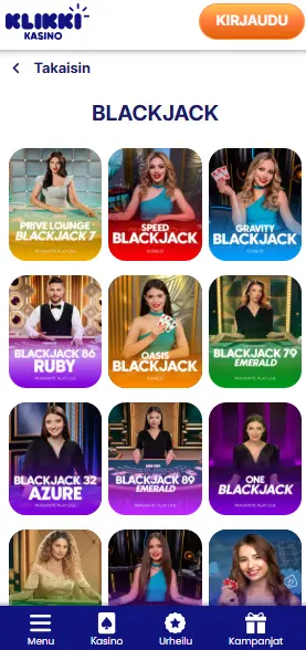 klikki kasino live blackjack