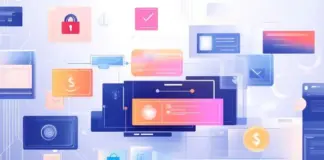 Abstrakti digitaalinen käyttöliittymä sisältäen maksutapa- ja autentikointisymbolit