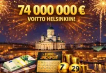 Historian neljänneksi suurin Eurojackpot voitto Suomeen tammikuussa 2026 Tammikuussa 2026 Helsinkiläinen nettipelaaja voitti 74 miljoonaa euroa Eurojackpot lotossa