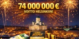 Historian neljänneksi suurin Eurojackpot voitto Suomeen tammikuussa 2026 Tammikuussa 2026 Helsinkiläinen nettipelaaja voitti 74 miljoonaa euroa Eurojackpot lotossa