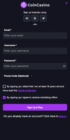 coincasinon tilin avaus