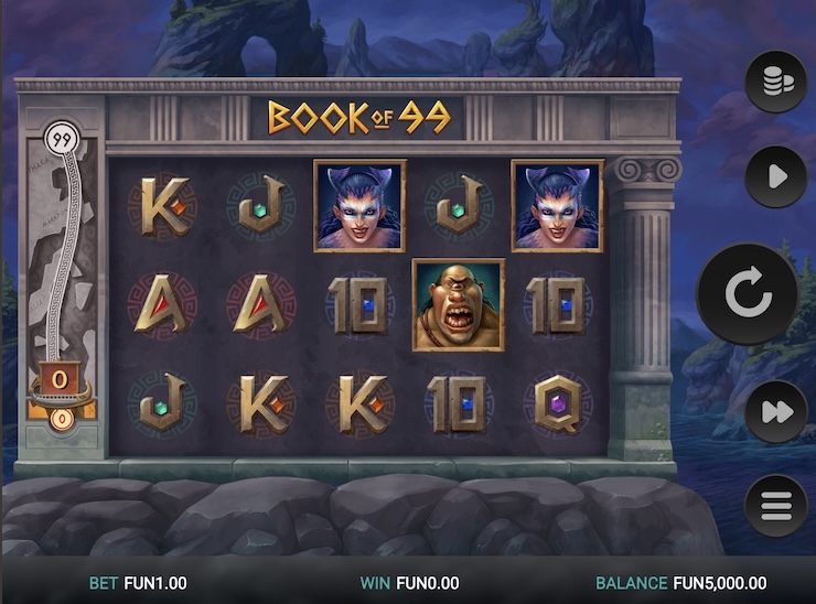 릴랙스 게임잉의 북 오브 99 슬롯 게임 화면