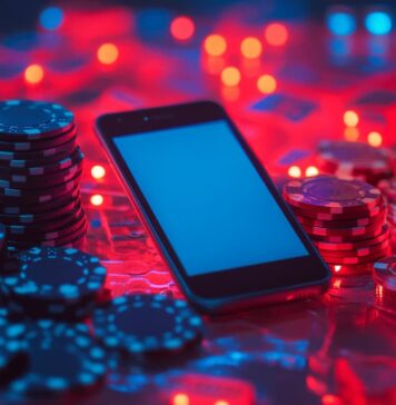 모바일 카지노 사이트에서 베팅하는 모습