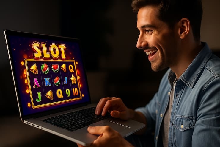 온라인에서 카지노 슬롯을 플레이하는 플레이어의 모습