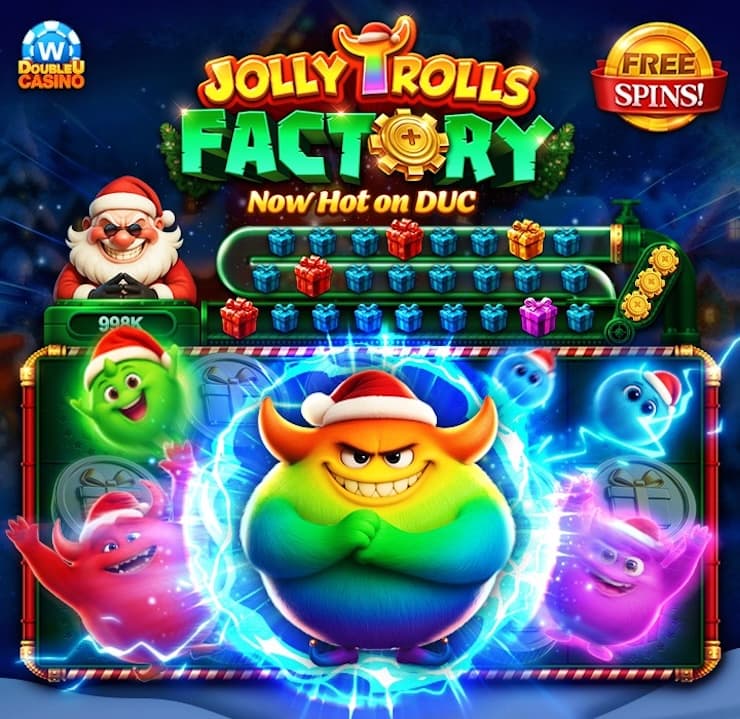 더블유게임즈가 선보인 신규 슬롯 졸리 트롤스 팩토리