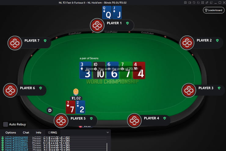 코인포커 레이스 로우 스테이크 플레이 테이블