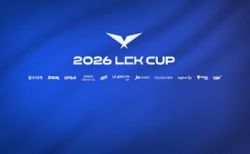 2026 LCK ์ปต 2์ฃผ ์ฐจ, ํผ์ ์ผ๋ก ์ ์ด๋ ์ค๋ฐ์ 2026 LCK CUP ๊ณต์ ๋ก๊ณ ์ ์คํฐ์๊ฐ ํ์๋ ํ๋์ ๋ฐฐ๊ฒฝ ์ด๋ฏธ์ง.