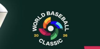 ํ ๋ฌ์ฌ ๋จ์ WBC, ๋ํํ ๋ฎ์น ์ฐ์ด์ ์
์ฌ ๋
น์ ๋ฐฐ๊ฒฝ ์์ โWorld Baseball Classic 2026โ ๋ฌธ๊ตฌ์ ์ํ ๋ค์ ๋ก๊ณ ๊ฐ ๋ฐฐ์น๋ ๊ณต์ ๋ํ ์ด๋ฏธ์ง