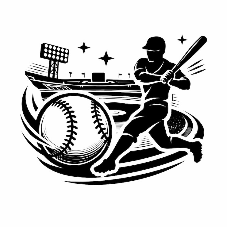 야구를 상징하는 흑백 아이콘