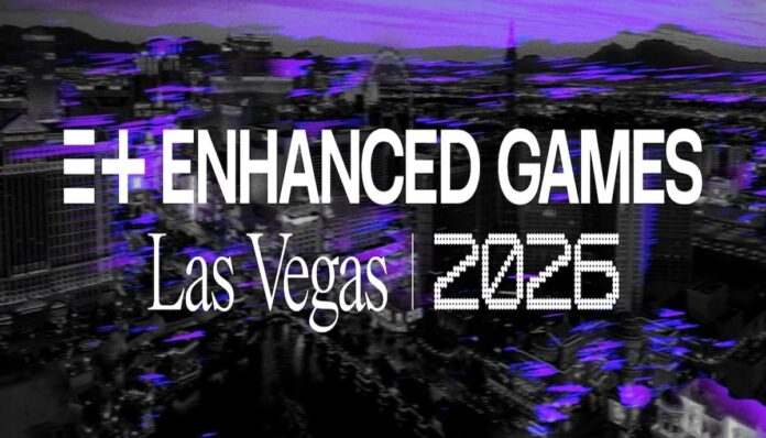 보라색 그래픽 효과가 더해진 라스베이거스 전경 위로 ‘인핸스드 게임 라스베이거스 2026’ 문구가 표시된 홍보 이미지