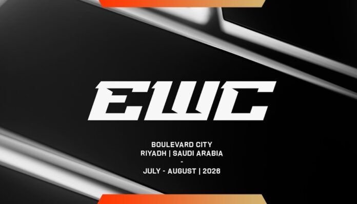 ewc 2026 EWC 2026 공식 이미지. 사우디아라비아 리야드 블러바드 시티에서 2026년 7~8월 열리는 Esports World Cup 로고와 개최 정보가 담긴 홍보 비주얼
