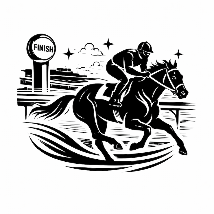 말위에 기수가 달리는 모습을 형상화한 경마 아이콘