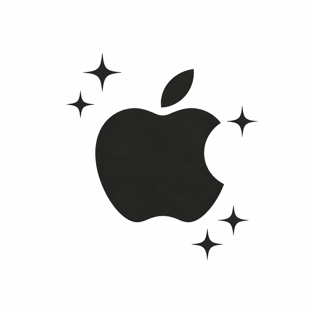 iOS 운영체제를 상징하는 블랙 앤 화이트 애플 로고 아이콘