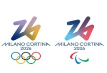 2026 밀라노·코르티나담페초 동계올림픽 공식 로고 이미지. 왼쪽은 올림픽 오륜과 함께한 대회 로고, 오른쪽은 패럴림픽 엠블럼이 함께 배치돼 있다