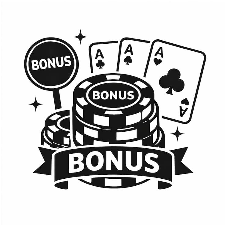 포커 가입 보너스와 보너스 칩을 상징하는 아이콘 이미지
