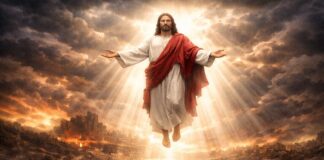 하늘에서 예수가 재림하는 모습