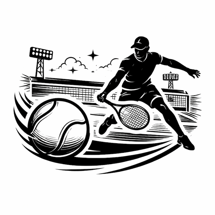 테니스를 형상화한 흑백 아이콘