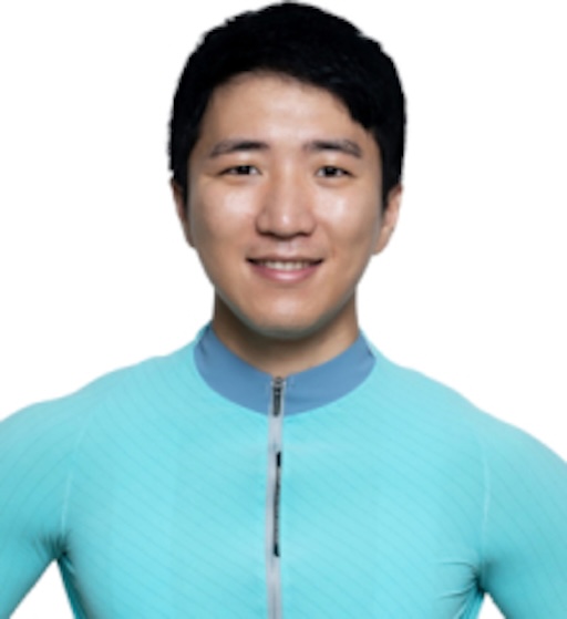 스피드온배에 출전하는 경륜 선수 임채빈의 프로필 사진. 민트색 유니폼을 입고 미소를 짓고 있다.