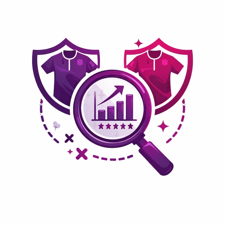 프리미어리그 맞대결 전적과 팀 간 비교를 나타내는 아이콘, 두 팀 유니폼과 통계 그래프를 통한 상대 분석 이미지