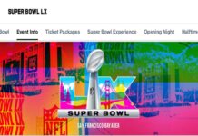 2026년 2월 열리는 슈퍼볼 LX 화려한 그래픽의 로고가 돋보인다