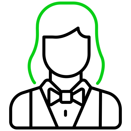 초록색 머리 포인트가 있는 오프라인 카지노 딜러