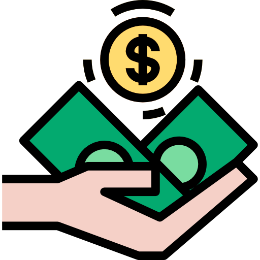 많은 달러와 화폐를 손에 쥐고 있다