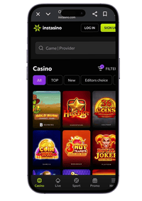 Instasino aanbod mobile