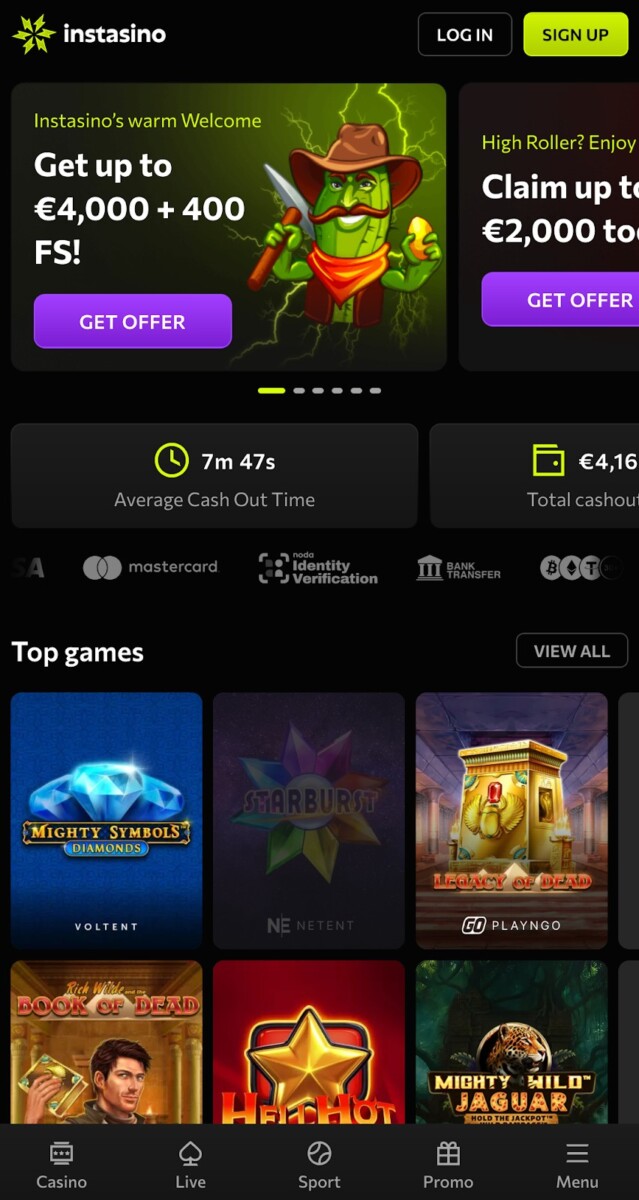 Online Neteller casino Instasino betaalt snel uit