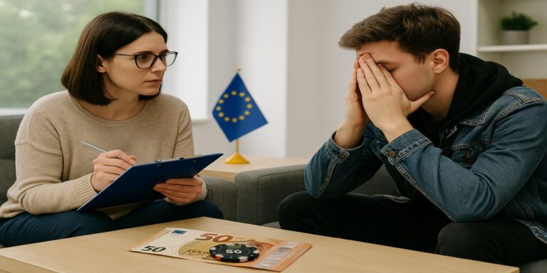 man met gokproblemen in Europa