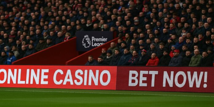 gokreclame bij een Premier Leauge wedstrijd