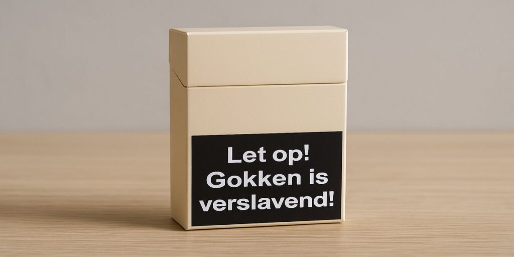 waarschuwingslabel voor online gokken op een sigarettenpakje