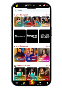 Shakebet Live casino mobiele weergave