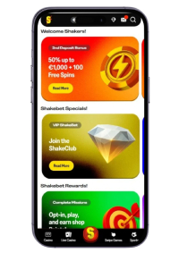 Shakebet bonussen mobiele weergave